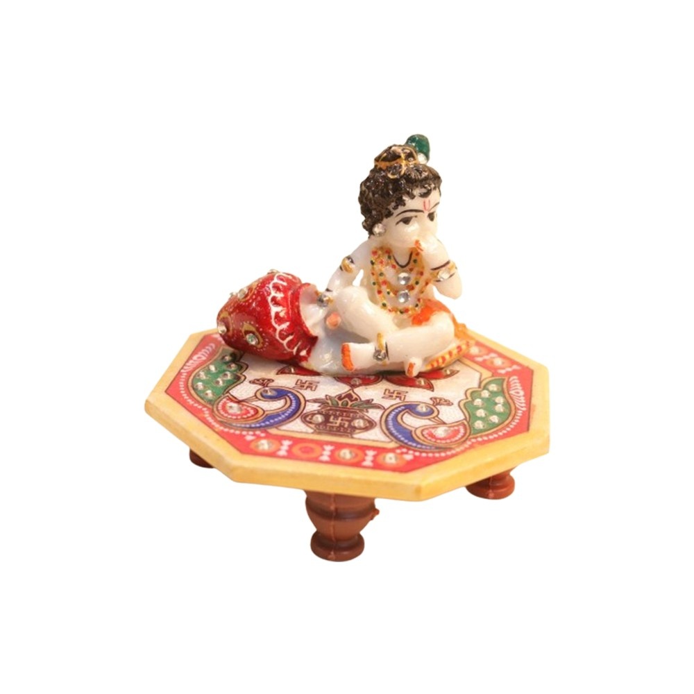 Laddu Gopal with Chowki and Beautiful Rajasthani Meenakari Painting